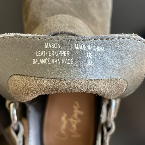 [Crown Vintage] Sage Green Open Toe Booties - Picture 6 of 6